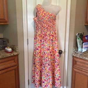 One shoulder midi dress. Lined. Size XL